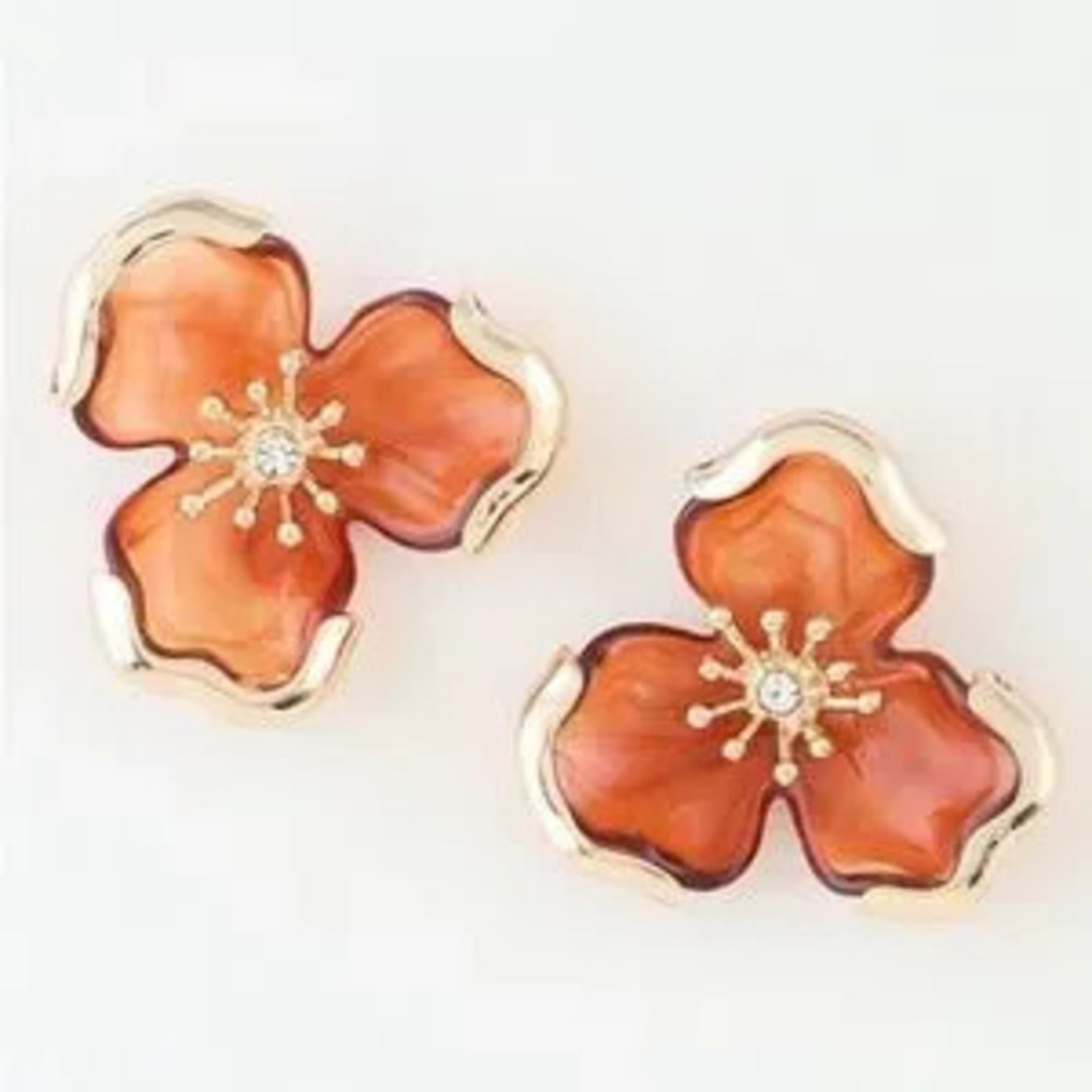 Gold Brown Petal Earrings (5031)